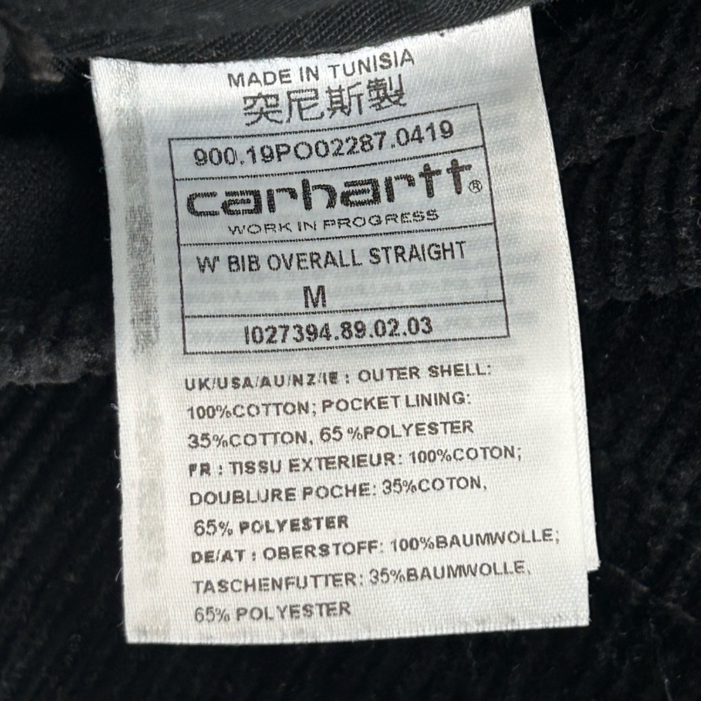 Carhartt WIP Bib Overalls Black Corduroy Size Medium - Picture 12 of 12